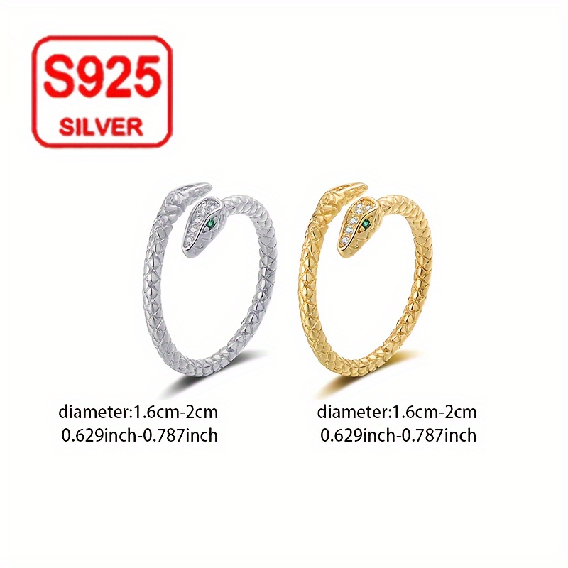 Snake Shape Index Ring Adjustable 925 Silver Low Allergy Ring